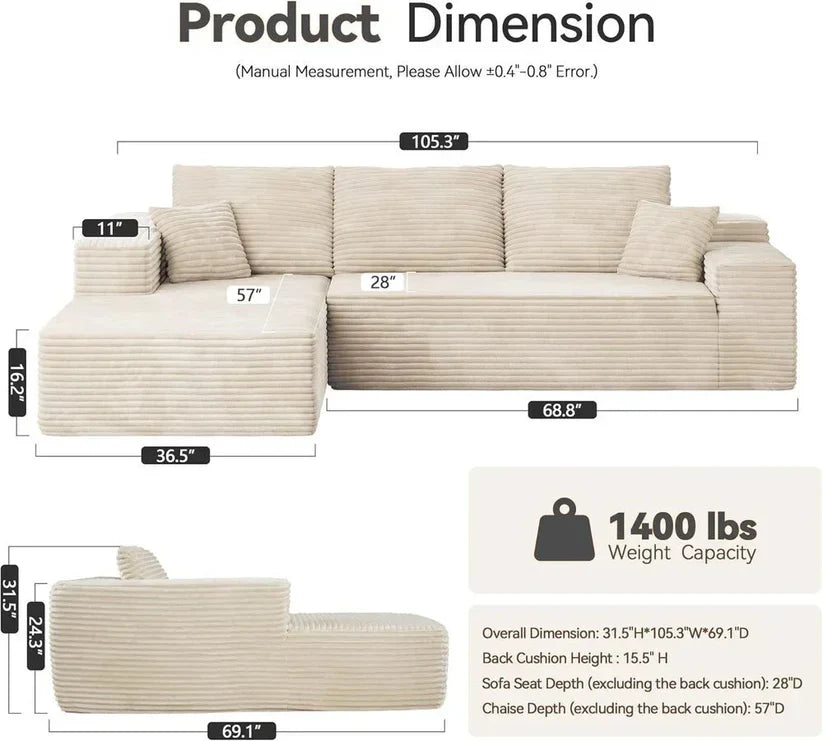 PINEPEAK BONELESS CLOUD COUCH "NINE"