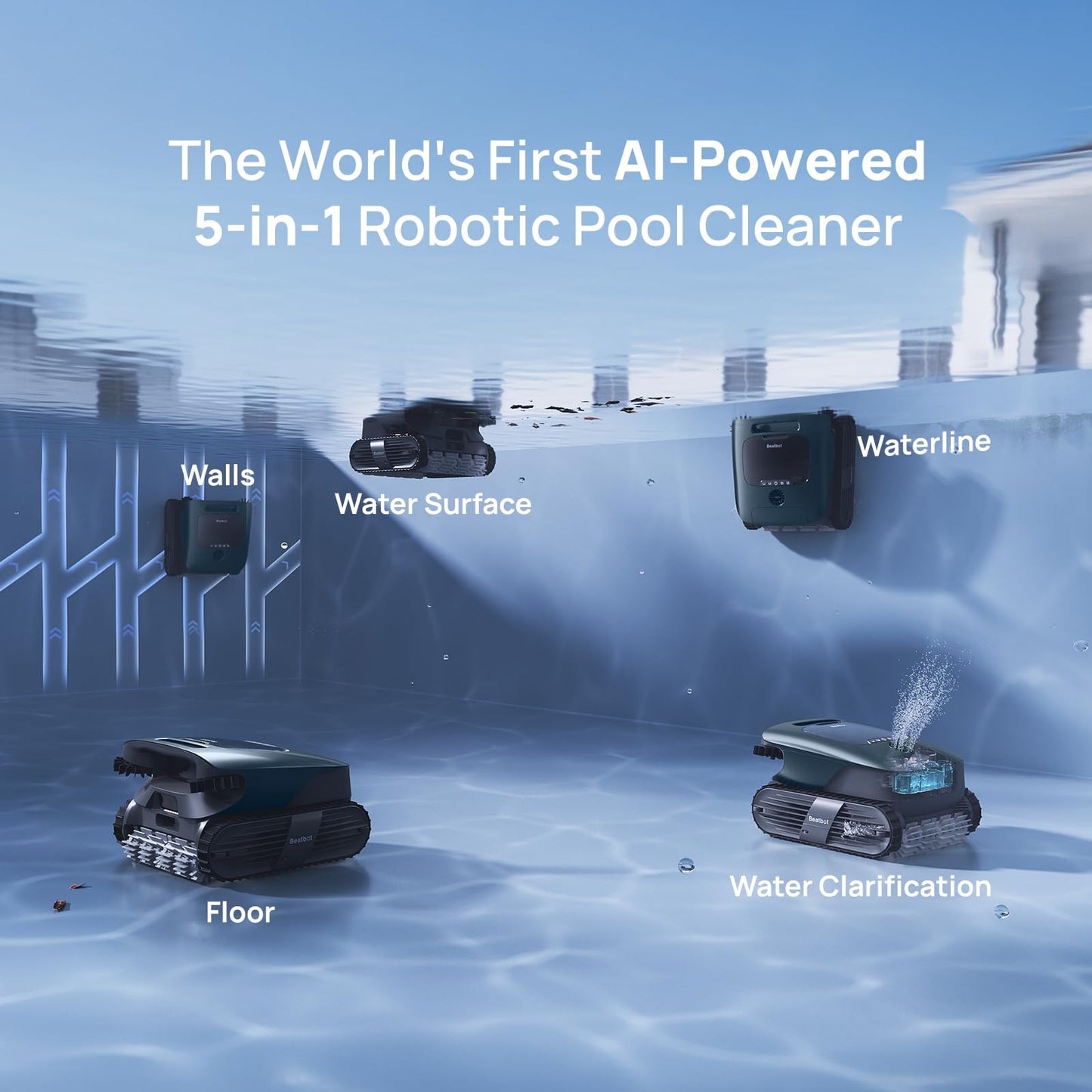 Betta SE Solar Powered Automatic Robotic Pool Surface Skimmer Cleaner with 24/7 Continuous Cleaning Battery Power and Re-Engineered Twin Salt Chlorine Tolerant Motors (Blue)