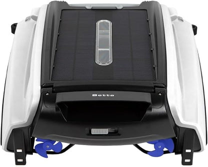 Betta SE Solar Powered Automatic Robotic Pool Surface Skimmer Cleaner with 24/7 Continuous Cleaning Battery Power and Re-Engineered Twin Salt Chlorine Tolerant Motors (Blue)